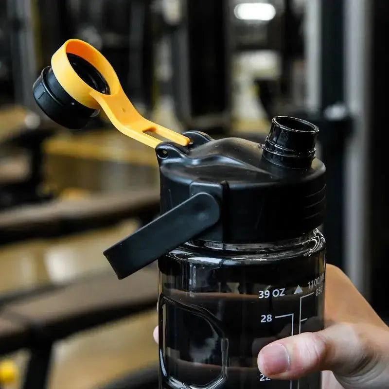 Sports Water Bottle with Straw and Time Marker