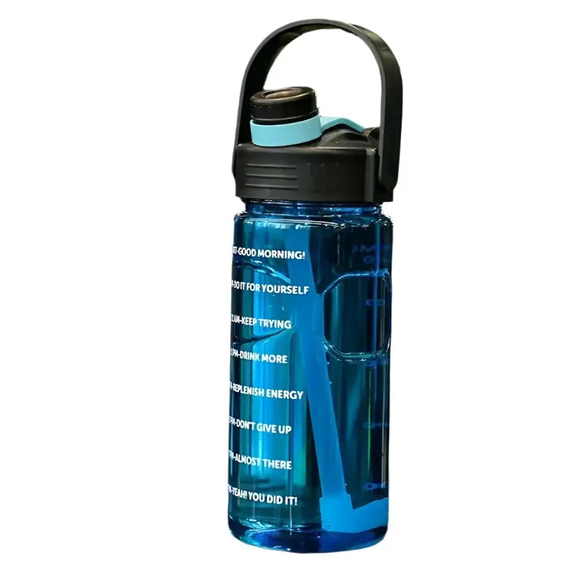 Sports Water Bottle with Straw and Time Marker