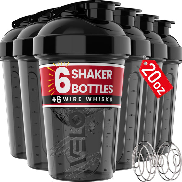 6-Pack 20oz Protein Shaker Bottles